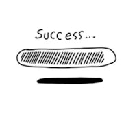 a black and white drawing of the word success